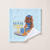 Hanukkah Ruby Cavalier King Charles Spaniel Badhandtuch Set (Waschlappen)