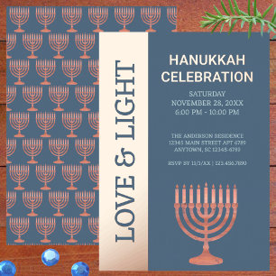 Hanukkah Rustikale Menora Festtagslichter Elegant Folieneinladung