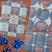 Hanukkah Rustikale Menorah Niedlich für Kinder Geschenkpapier Set