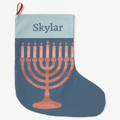 Hanukkah Rustikale Menorah Niedlich Kids Chrismukk Großer Weihnachtsstrumpf (Vorderseite)