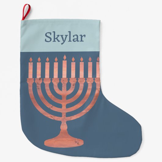 Hanukkah Rustikale Menorah Niedlich Kids Chrismukk Großer Weihnachtsstrumpf (Vorderseite)
