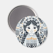 Hanukkah Sameach Brilliant Magnet: Illustrieren Si Magnet (Vorderseite/Rückseite)