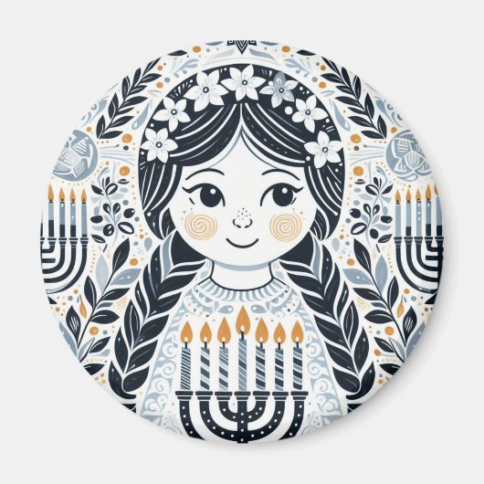 Hanukkah Sameach Brilliant Magnet: Illustrieren Si Magnet (Vorne)