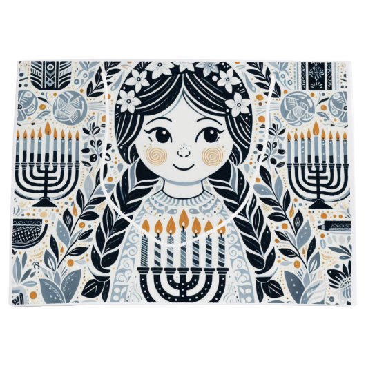 Hanukkah Sameach Celebration Geschenktasche: Entpa Große Geschenktüte (Vorderseite)