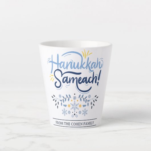 Hanukkah Sameach | Einfache Elegant Hanukkah Famil Milchtasse (Vorderseite)