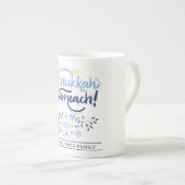 Hanukkah Sameach | Einfache Elegant Hanukkah Famil Porzellantasse (Vorderseite Rechts)