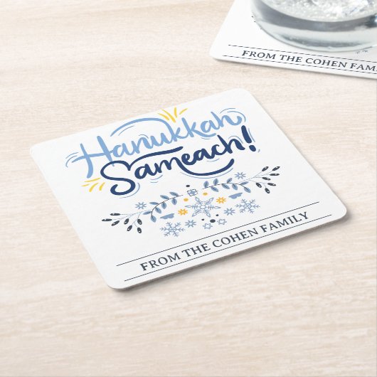 Hanukkah Sameach | Einfache Elegant Hanukkah Famil Rechteckiger Pappuntersetzer (angewinkelt)