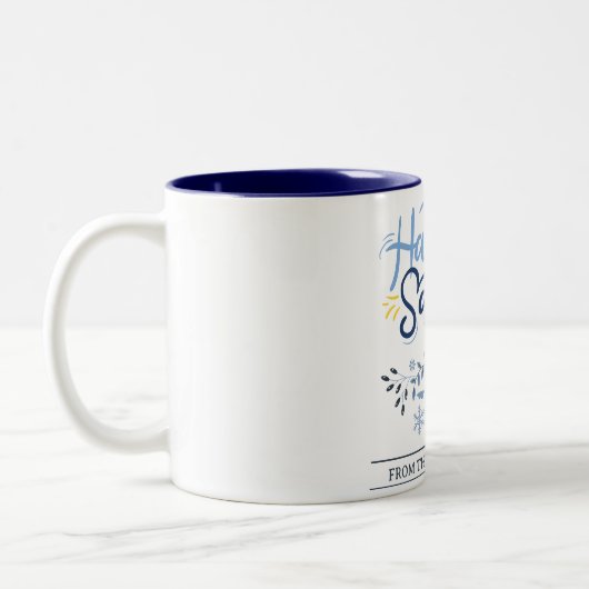 Hanukkah Sameach | Einfache Elegant Hanukkah Famil Zweifarbige Tasse (Links)
