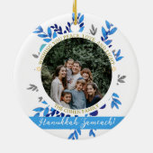 Hanukkah Sameach | Einfaches Hanukkah-Foto Keramik Ornament (Hinten)