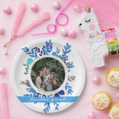 Hanukkah Sameach | Einfaches Hanukkah-Foto Pappteller (Party)