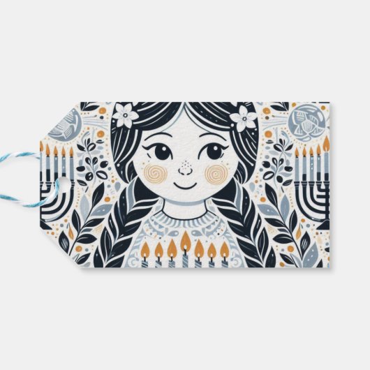 Hanukkah Sameach Elegance Geschenketiketts: Eine T Geschenkanhänger (Rückseite Horizontal)