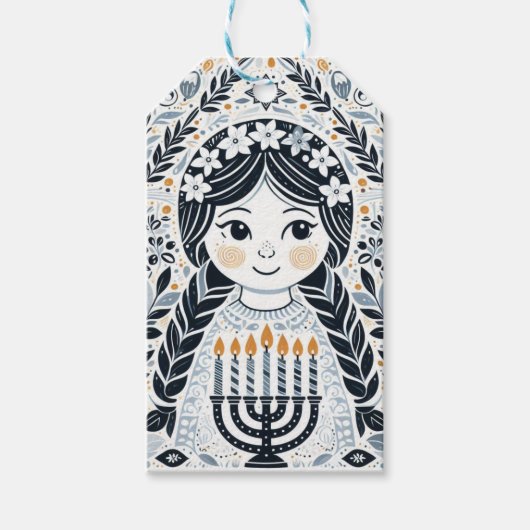 Hanukkah Sameach Elegance Geschenketiketts: Eine T Geschenkanhänger (Vorderseite)