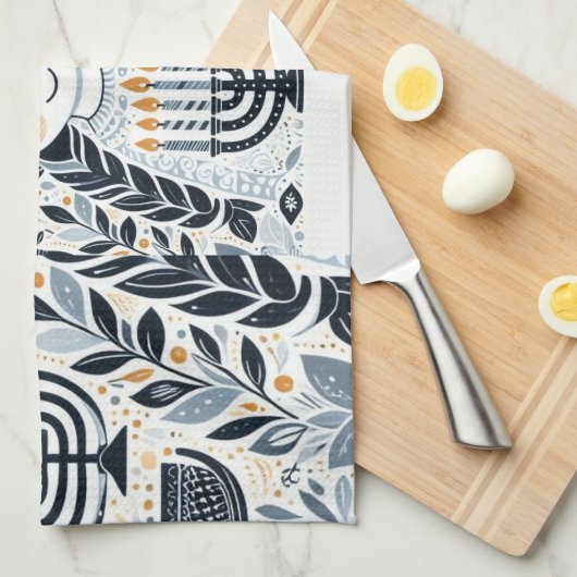 Hanukkah Sameach Glow Kitchen Handtücher: Infuse y Geschirrtuch (Viertel Falte)
