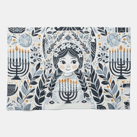 Hanukkah Sameach Glow Kitchen Handtücher: Infuse y Geschirrtuch (Horizontal)