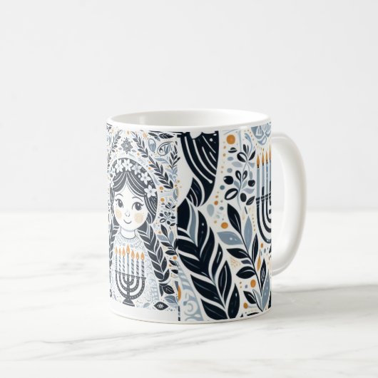 Hanukkah Sameach Glow Tasse: Sippe im Geist von Ce Kaffeetasse (VorderseiteRechts)