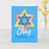 Hanukkah Sameach Menorah Star der David Card Karte (Gelbe Blume)