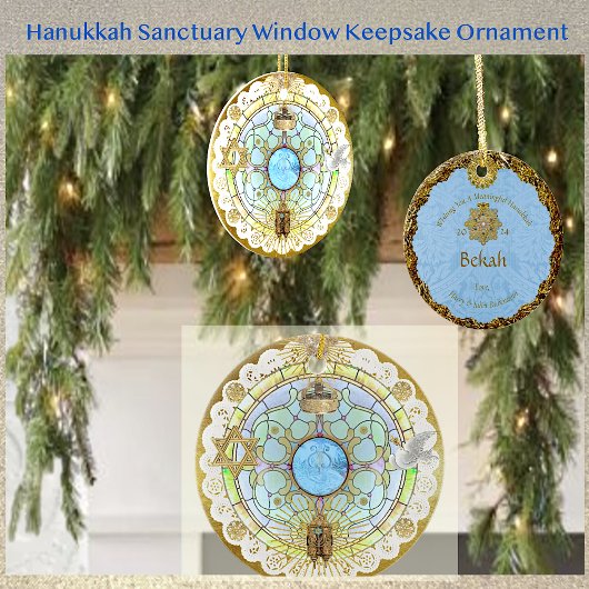 Hanukkah Sanctuary Window Keramik Ornament