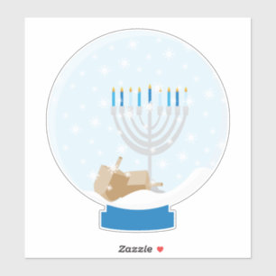 Hanukkah-Schneeglobe Aufkleber