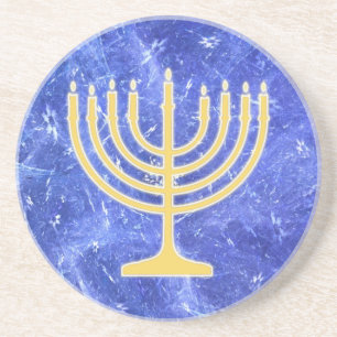 Hanukkah-Schneesturm-Menora Sandstein Untersetzer