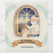 Hanukkah-Segen – Großvater und Kind Weinetikett (Einzelnes Label)