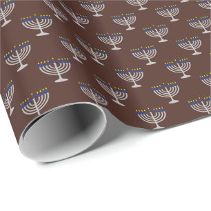 Hanukkah Silver Menorah auf Brown Geschenkpapier