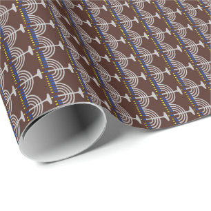 Hanukkah Silver Menorah auf Brown Geschenkpapier