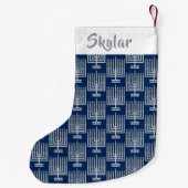 Hanukkah Silver Pattern Name Chrismukkah Kleiner Weihnachtsstrumpf (Rückseite)