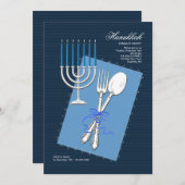 Hanukkah Silverware Dinner Party Einladung (Vorne/Hinten)