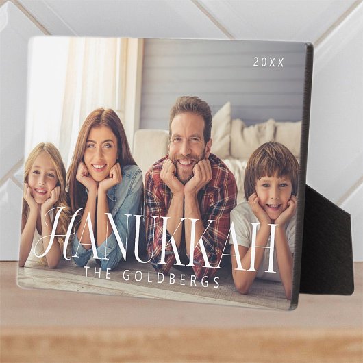 Hanukkah Simple Modern Chic Family Foto Fotoplatte