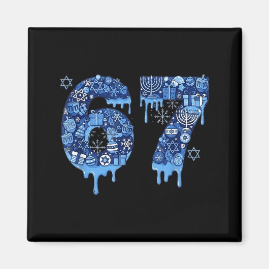 Hanukkah Six Seven 67 Meme Funny Dreidel Menorah S Magnet (Vorne)