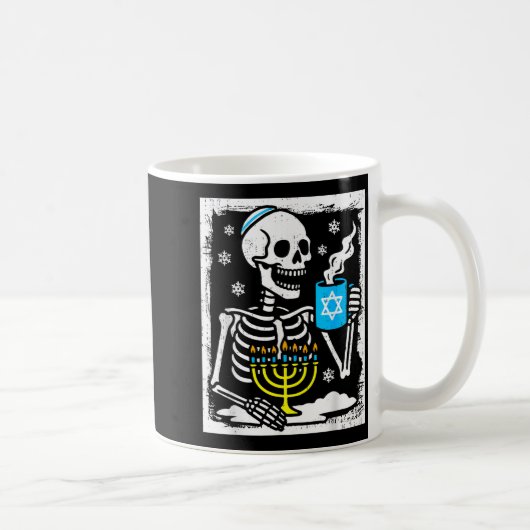 Hanukkah Skeleton Coffee Dreidel Jewish Menorah Ch Kaffeetasse (Rechts)