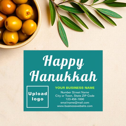 Hanukkah Small Aquamarin Green Flat Feiertagskarte