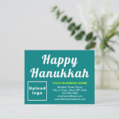 Hanukkah Small Aquamarin Green Flat Feiertagskarte (Stehend Vorderseite)