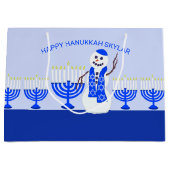 Hanukkah Snowman Fügen Sie Ihren Namen Spaß für di Große Geschenktüte (Vorderseite)