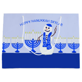 Hanukkah Snowman Fügen Sie Ihren Namen Spaß für di Große Geschenktüte