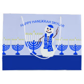 Hanukkah Snowman Fügen Sie Ihren Namen Spaß für di Große Geschenktüte (Rückseite)
