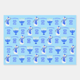 Hanukkah Snowman Monogram Holiday Assortiment Geschenkpapier Set