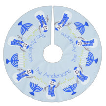 Hanukkah Snowman und Menorah Chrismukka Familie