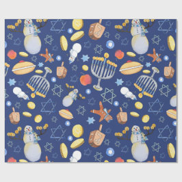 Hanukkah Snowman und Menorah Wrapping Papier Geschenkpapier