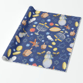 Hanukkah Snowman und Menorah Wrapping Papier Geschenkpapier (Ungerollt)