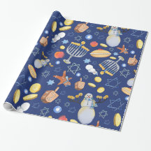 Hanukkah Snowman und Menorah Wrapping Papier