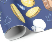 Hanukkah Snowman und Menorah Wrapping Papier Geschenkpapier (Rolleneckpunkt)