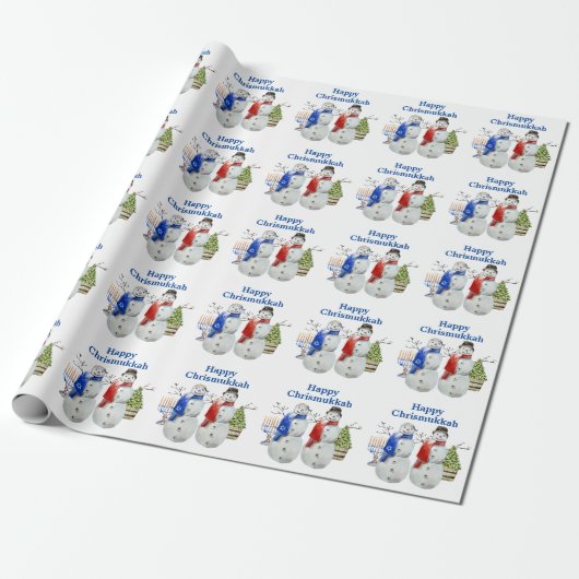 Hanukkah Snowman Weihnachts Chrismukka Geschenkpapier (Ungerollt)