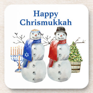 Hanukkah Snowman Weihnachts Chrismukka Getränkeuntersetzer