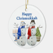 Hanukkah Snowman Weihnachts Chrismukka Keramik Ornament (Links)