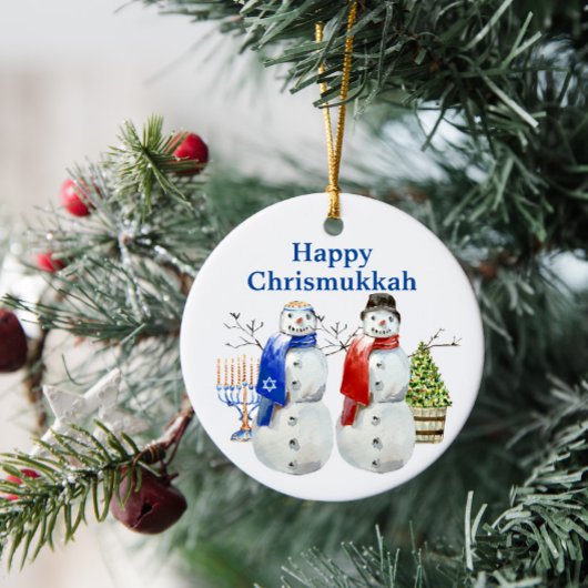 Hanukkah Snowman Weihnachts Chrismukka Keramik Ornament