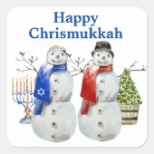 Hanukkah Snowman Weihnachts Chrismukka Quadratischer Aufkleber (Vorderseite)