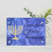 Hanukkah Snowstorm Menorah Einladung (Stehend Vorderseite)
