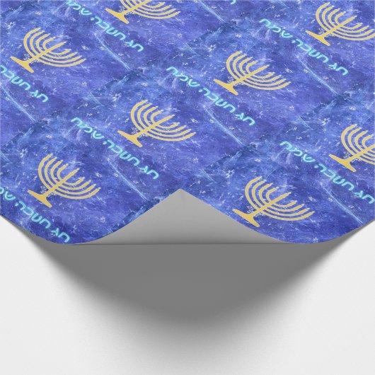 Hanukkah Snowstorm Menorah Geschenkpapier (Ecke)
