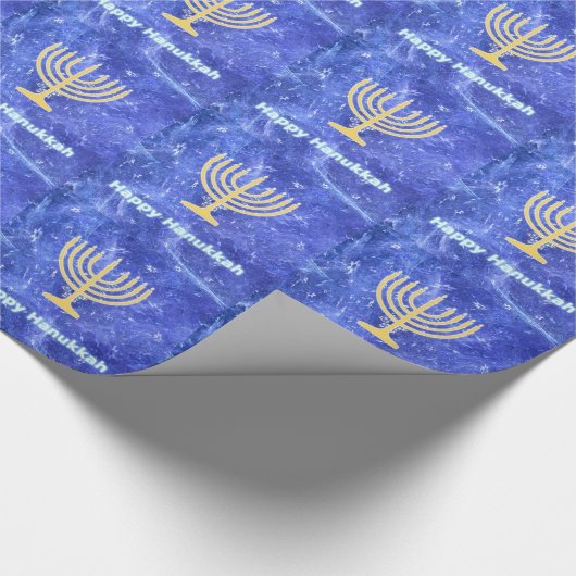 Hanukkah Snowstorm Menorah Geschenkpapier (Ecke)